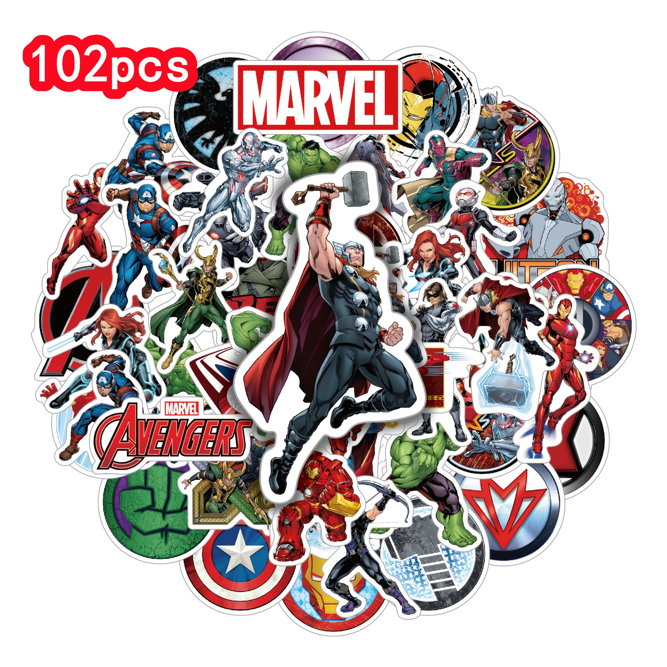102pcs Iron And Captain America Stickers - Colorful Cartoon Decals For Laptops, Phones, And Water Bottles | Ideal Christmas And New Year Holiday Gifts