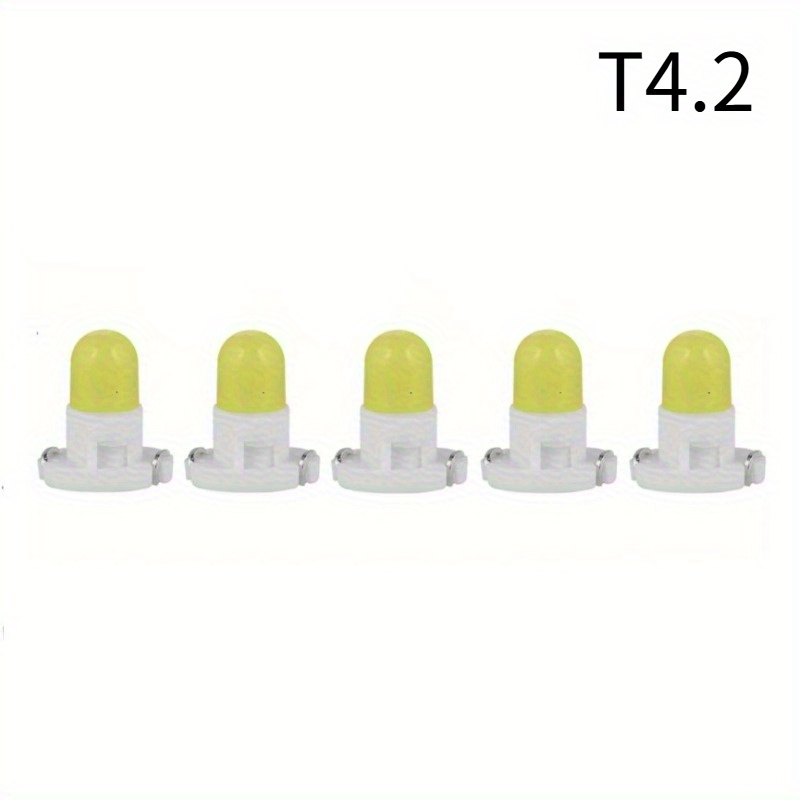 TEMU 5pcs T3 Led T4.2 T4.7 Led Bulb Cob Car Interior Lights Indicator Wedge Dashboard Warming Instrument Lamp 12v Auto, Without Battery