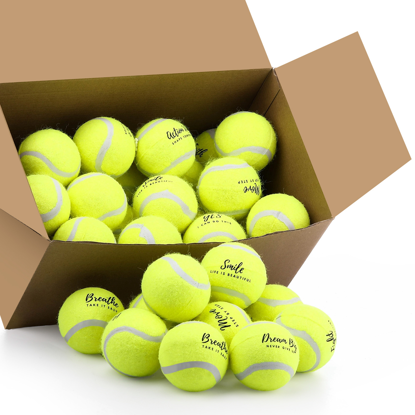 bulk pack of 48 pressureless tennis balls for training suitable for   beginners and   pets for indoor and outdoor play