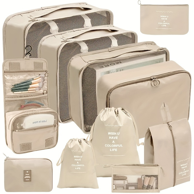 Image of A Set Of 11 Lightweight Travel Organizers For Luggage And Clothing Classification: Travel , Luggage, Clothing, Underwear And Jewelry Organizer Bags - Made Of Nylon Material, Luggage Organizer Bags
