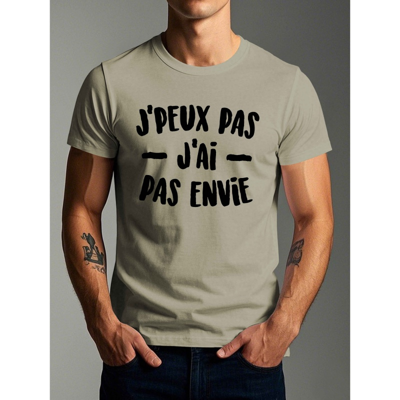 

T-shirt pour Hommes "Je ne pas, je ne pas" - T-shirt Noir Décontracté en Polyester avec Blanc, Col Rond, Manches Courtes, Lavable en Machine pour l'Été