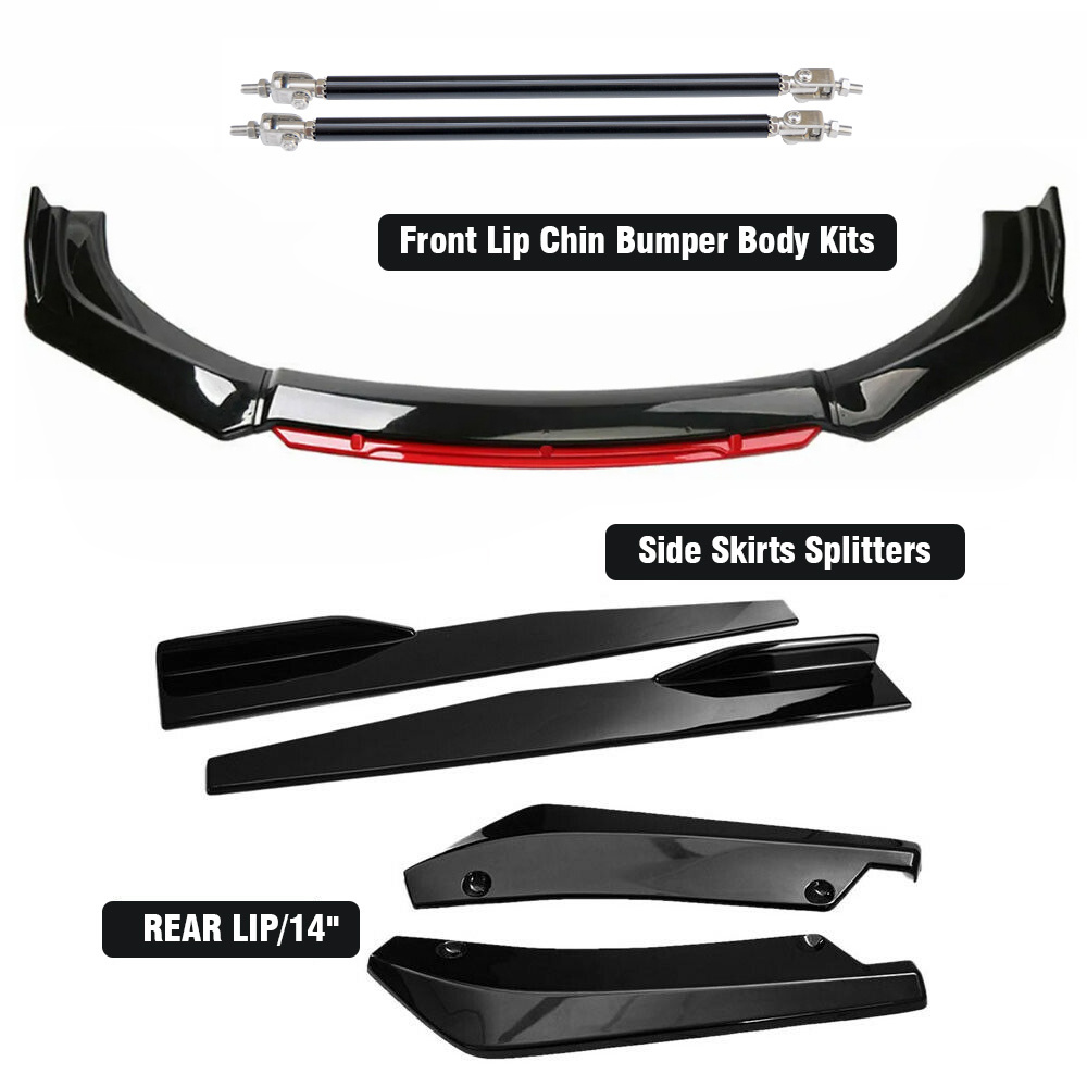 TEMU For Accord For Front Bumper Lip & Red Chin Spoiler Diffuser Body Kits | Side Skirt + Rear Bumper Lip Front Lip