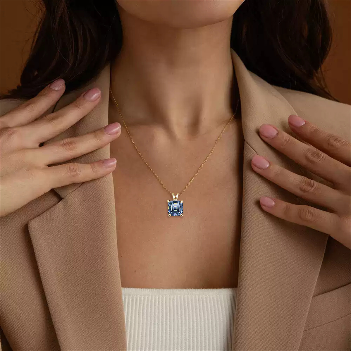 Moissanite Pendant Necklace in S925 Sterling Silver