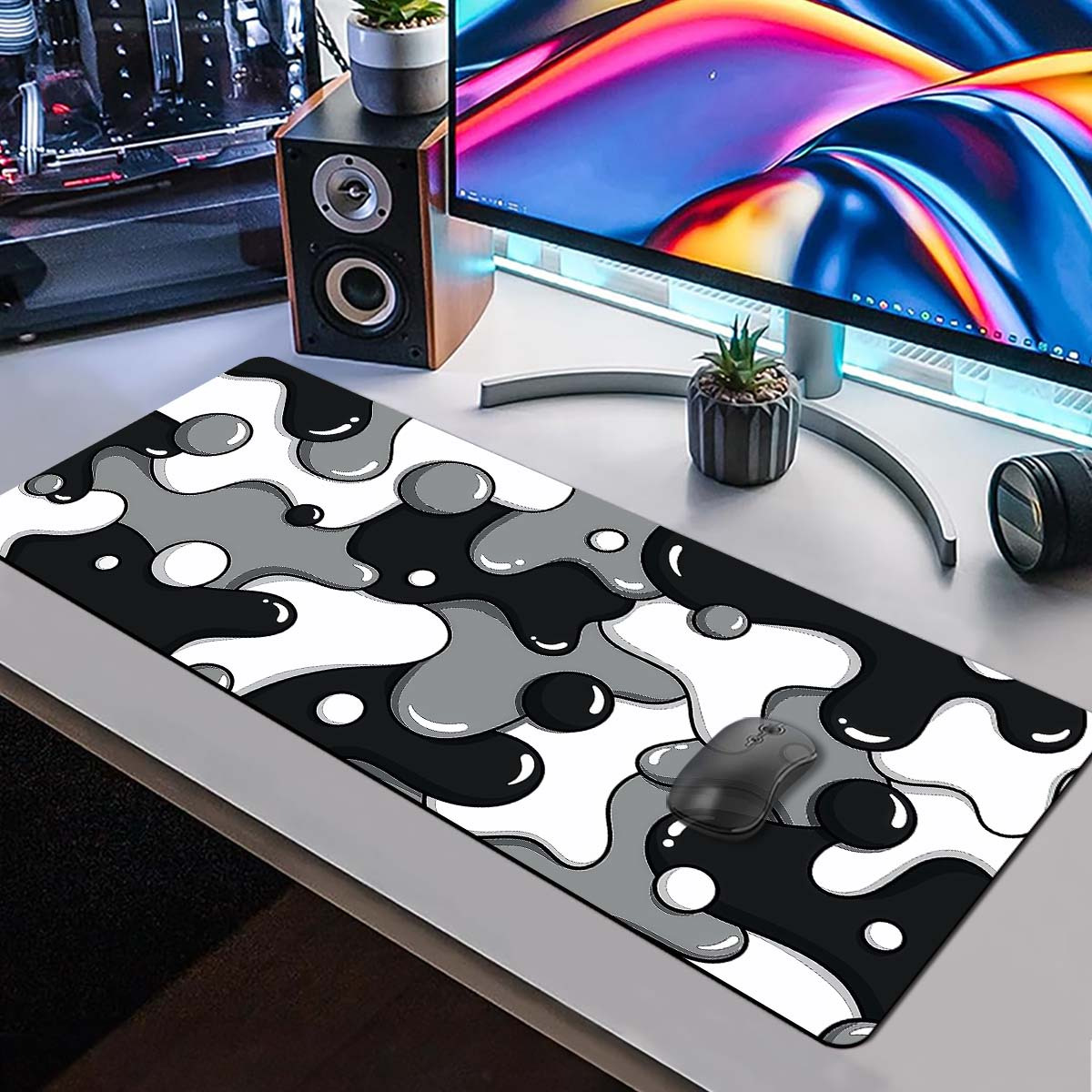 TEMU Tapis de souris extra large 1 pièce, motif et , petit tapis de souris de bureau, tapis de pour ordinateur portable, protège-bureau, dos