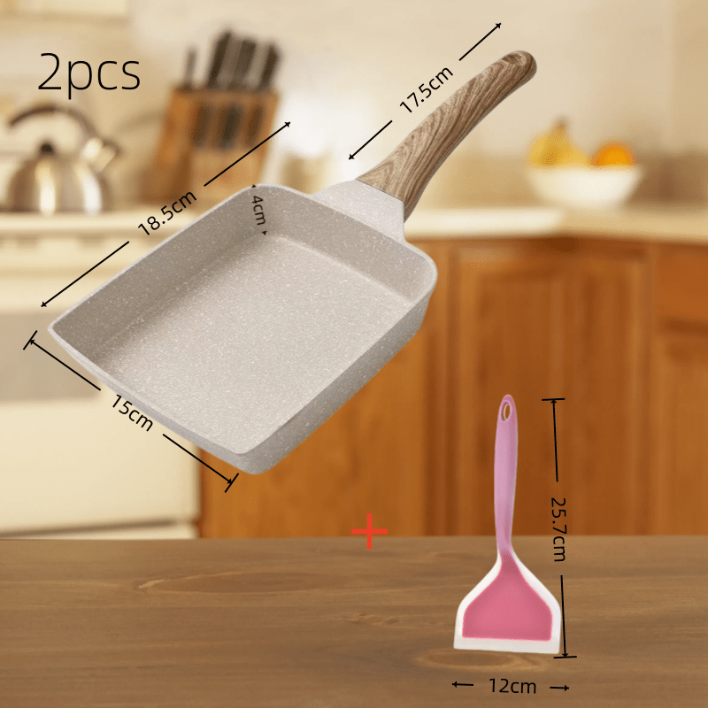 TEMU 2pcs Of Japanese-style Egg Custard Pan - Household Flat-bottomed Pan - Mini Steak Frying Pan - Modern Kitchenware - Portable Cooking Utensils
