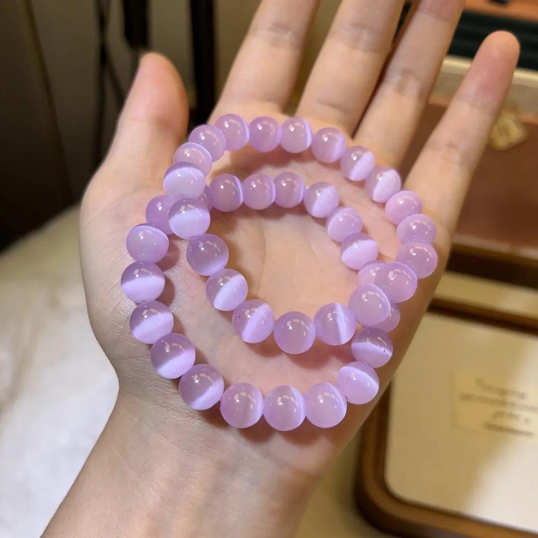 TEMU 2pcs Natural Lavender Purple Beaded Bracelets Suitable For Women's Bohemian Minimalist Stretch, Lavender Beads With , Non-metal Gift For Daily