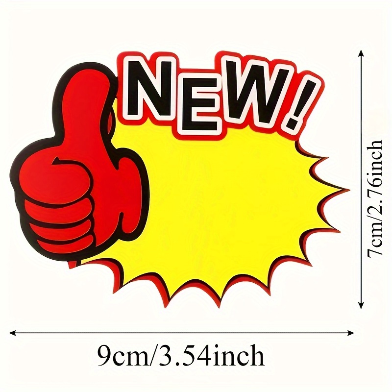 Etiquetas Precios 60 Etiquetas De Precio En Forma De Pulgar Arriba - 16x12 Cm, Papel Amarillo | Para Supermercados O Tiendas Pegatinas Rebajas