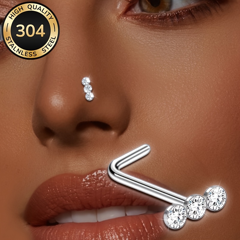 TEMU 1 Classic Linked Women's Nose Ring, Women's Nose Stud, Women's Body Jewelry, 304 Stainless Steel, Hypoallergenic, Of And Classic, Romantic And