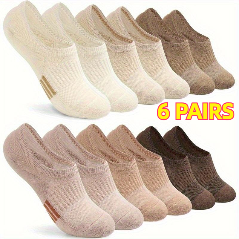 Image of 6 Pairs/pc Socks Men's Cushioned Low Cut Athletic Hidden Liner For Sneakers Ankle Invisible Running Socks