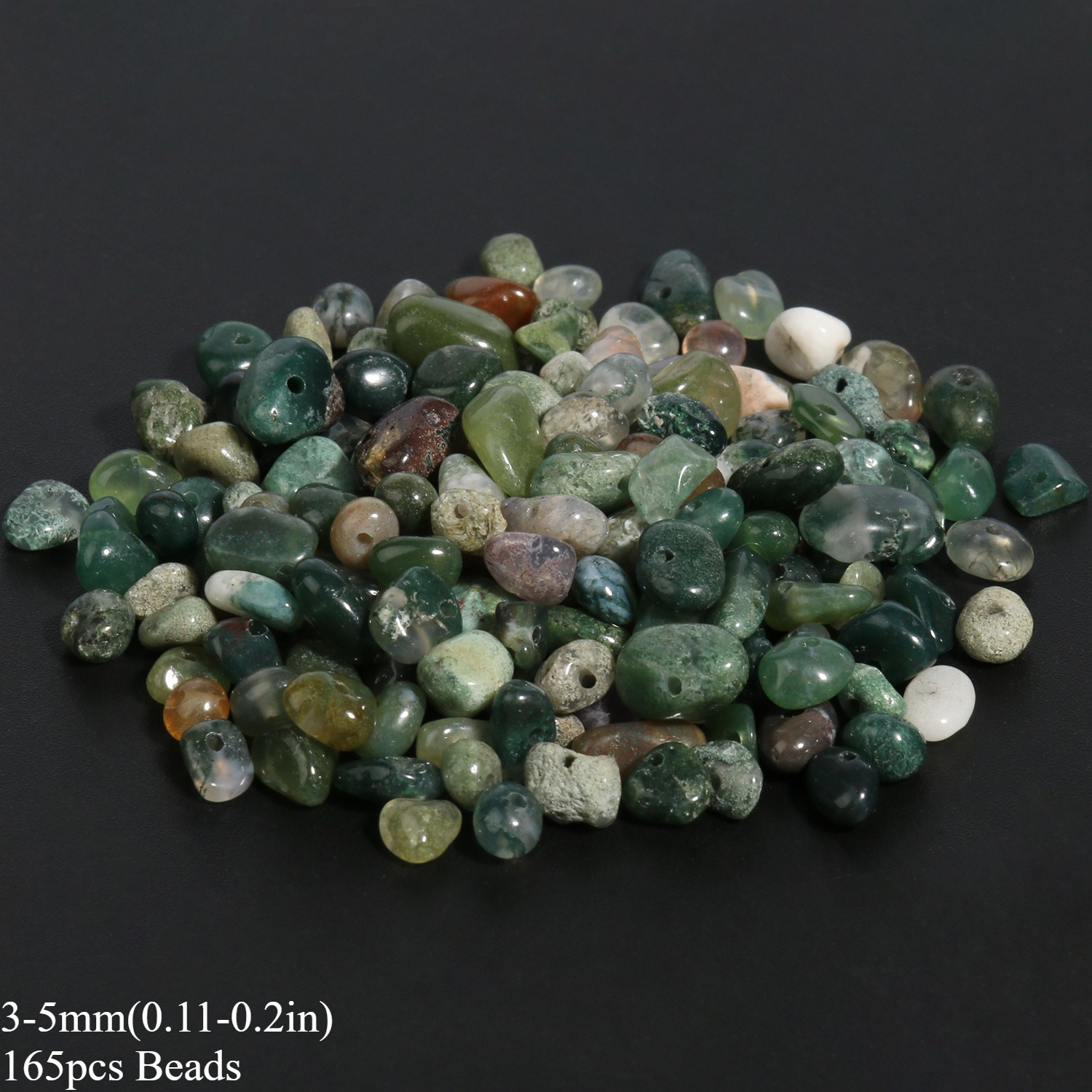 Image of 3-5/ 5-8mm Natural Stone Moss Agate Irregular Crushed Loose Spacer Beads For Charm Making Bracelet Necklace Accessories, For Christmas Gift, Handmade Craft Supplies