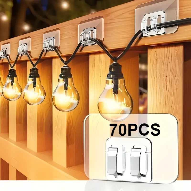 TEMU Ganci per Luci da Esterno per Feste, 70 Pezzi, Senza Danni, Senza Attrezzi, Senza Foratura e Resistenti ai UV. Adatti per Decorazioni Interne e