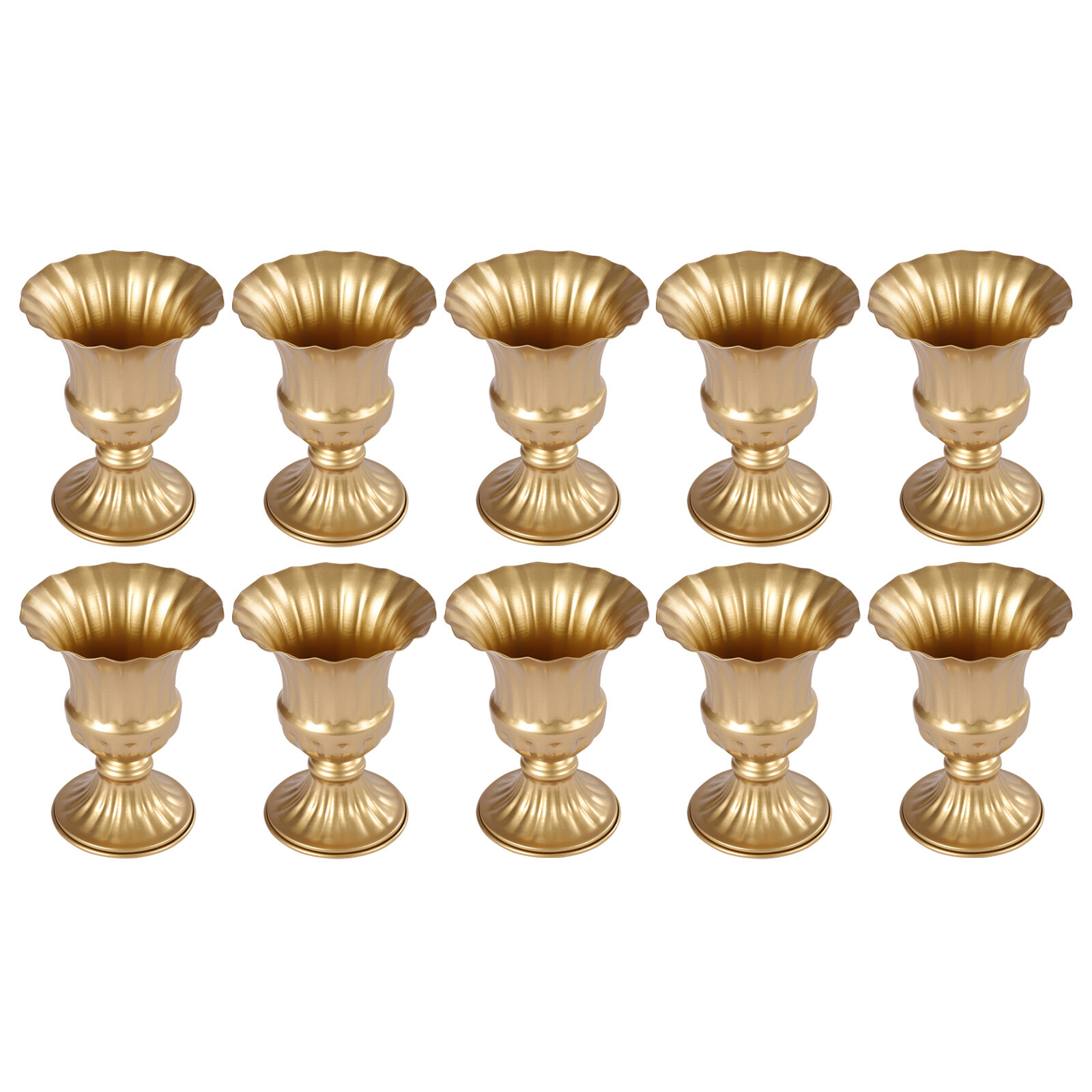 Image of 10pcs Small Centerpiece For Wedding, Golden Metal Vase, Flower Arrangements Vase, Vintage Style, Christmas Centerpiece For Table, 6. 3 Inches Tall Each, For Wedding, Holiday, Home Decor