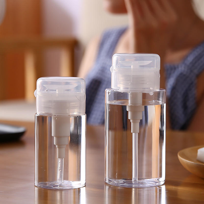 Image of 2pcs, Portable Press-type Transparent Plastic Empty Bottle With Flip Cap, Travel-sized Cosmetic Bottle, Makeup Remover And Toner Dispensing Container For Skincare Products On The Go