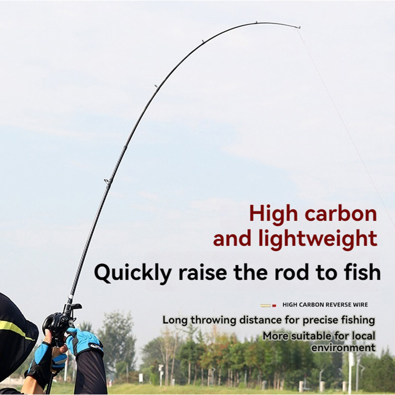 

1pc Universal Right-handed Carbon Fiber Fishing Rod, Medium , Light Power, Wooden Handle, Trolling Compatible, 64.96/70.87/82.68 Inches - High Carbon Lightweight Design For Bodies