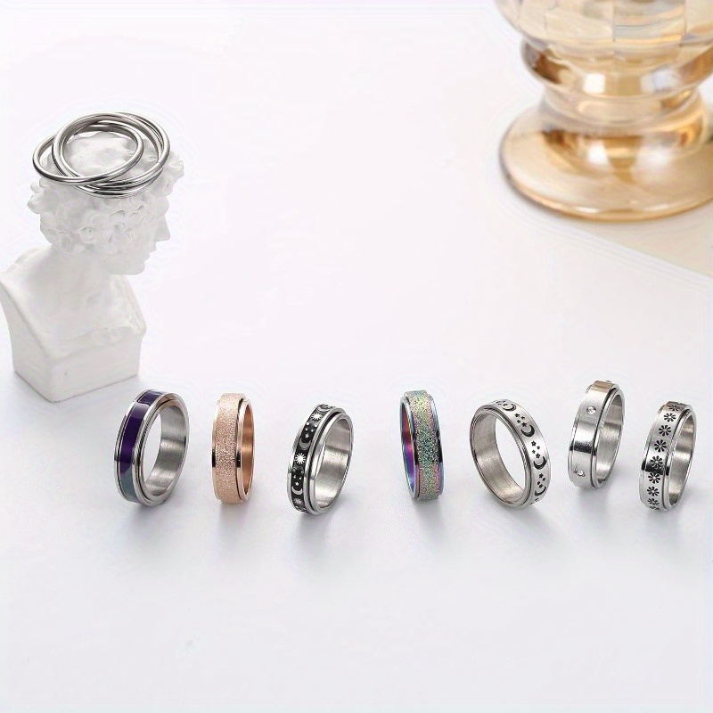8pcs spinner rings for 316l stainless steel rings for women men band rings set fidget rings for anxiety Product details 2