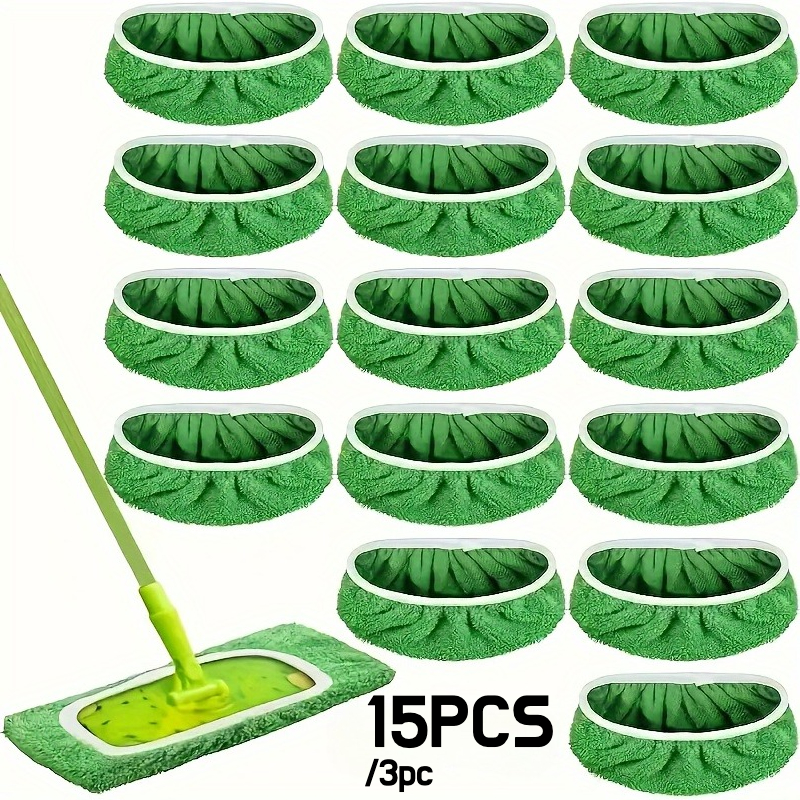 TEMU 15pcs/3pcs Tampons de vadrouille réutilisables en microfibre compatibles avec Mop - Chiffons de balayage & Recharges de vadrouille humide,