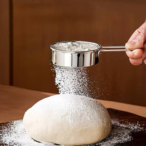 stainless steel powder sifter multi functional mini flour sieve fine mesh powder dispenser and coffee powder filter essential for new year and spring festival baking portable home baking drainage sieve christmas party decoration tool