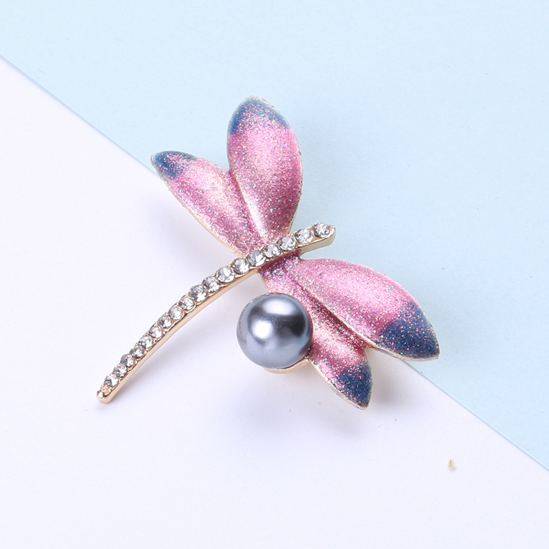 1pc elegant enamel dragonfly brooch pin with   pearl glittering animal shaped fashion accessory for women and men novelty simulation modeling badge details 5