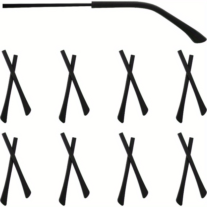 TEMU 8 pezzi di punte di ricambio per aste di occhiali antiscivolo, per bracci di occhiali, punte in silicone, cuscinetti per orecchie, per tubi, per