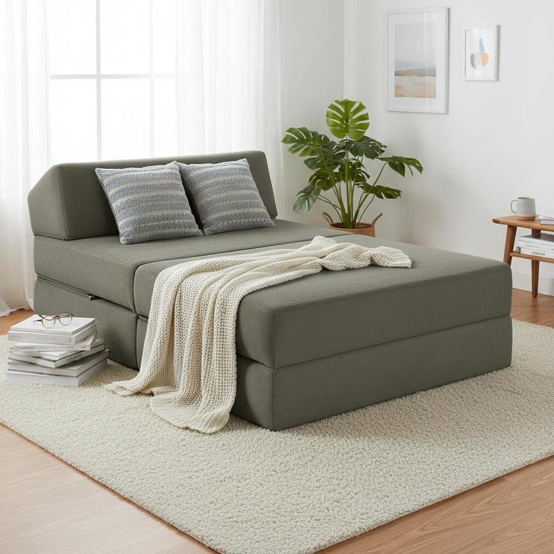 Sofa Bed Light Gray 200 X 70 X 10cm Corduroy Fabric, A Foldable Sofa Bed, Extra Large Size, Modular Floor Sofa, Metal Frame, Three-seater Guest Bed, Foldable, Non-slip, And Washable.