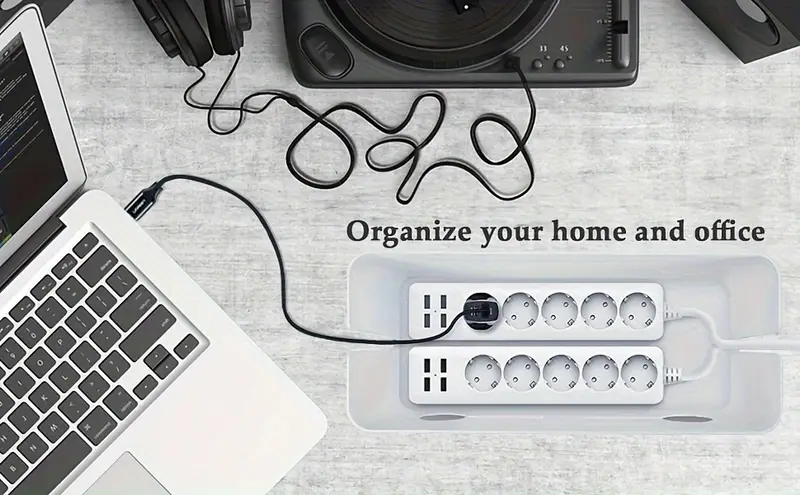 durable pvc multi compartment cable organizer white office desk power management drawer home charger electronic accessories storage box Product details 1