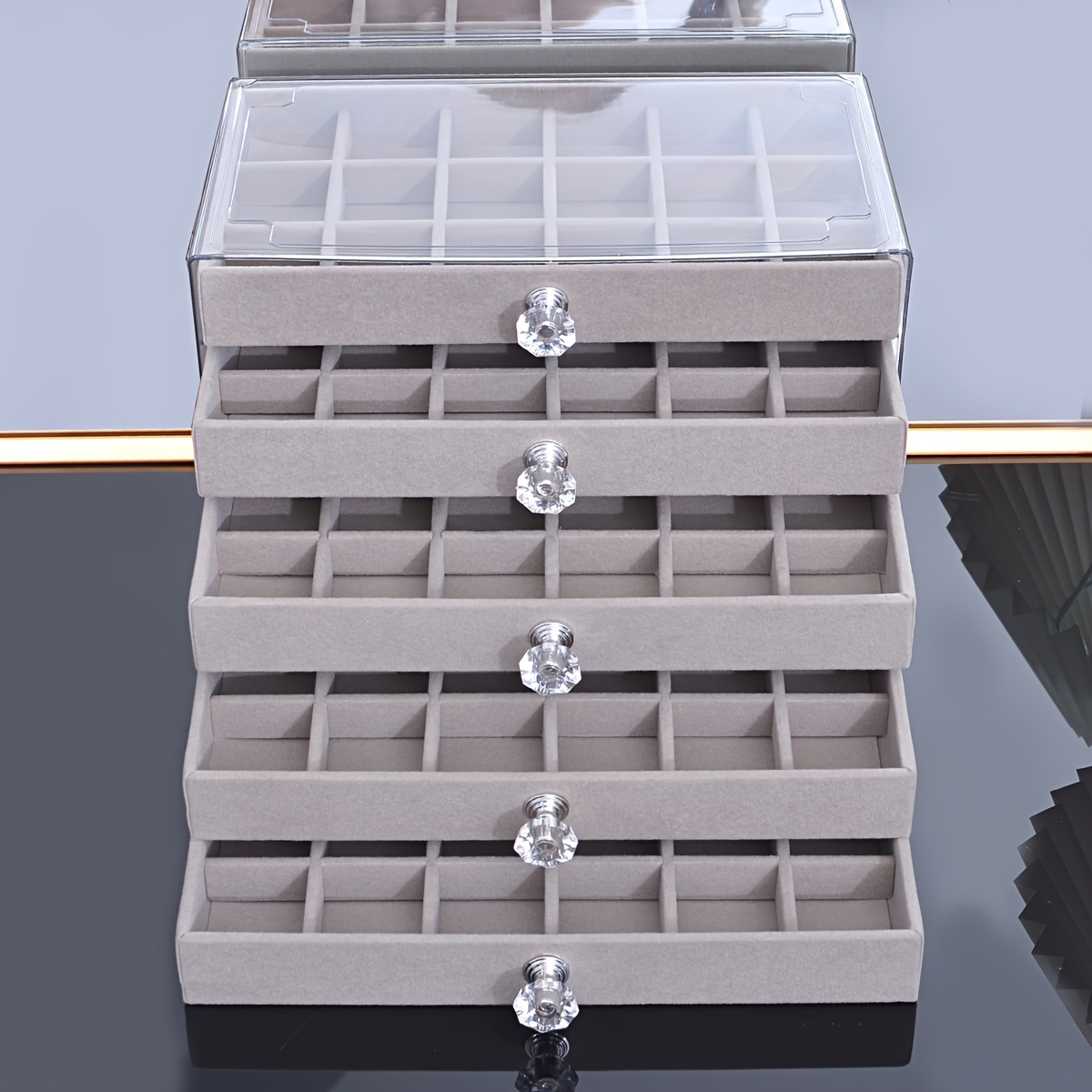 1 multi function transparent desktop large capacity drawer jewelry box bracelet bracelet earring ring storage box multi layer partition watch storage box ring box earring storage box necklace storage rack earring storage box jewelry storage bo Product details 9