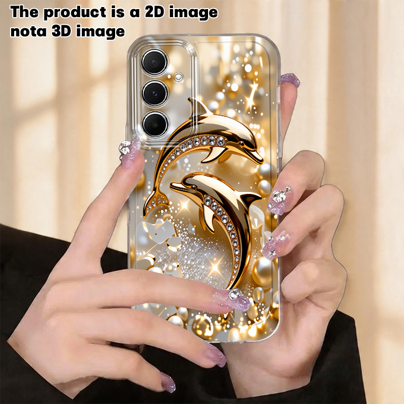 TEMU Phone Case - 2d Flat Rhinestone Sparkling Pearl Pattern Protective Case Suitable For New A5 A3 A02 A34 A13 A14 A32 A24 A12 A50 A54 A70 A73 A34