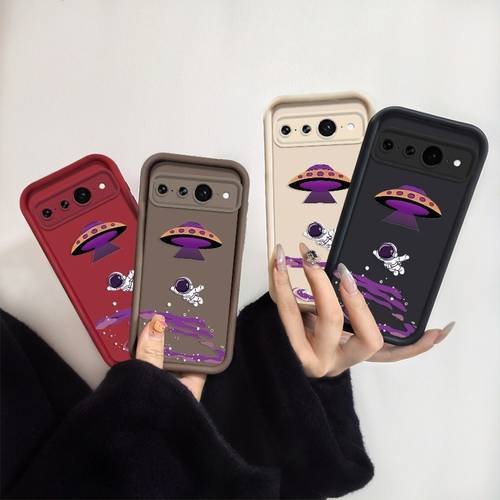 item picture phone case phone case 2d flat mysterious astronaut flying ufo case shockproof durable protective cover with exploration aesthetic for google 10 pro 10 9 9a 9 8 8a 7 7a