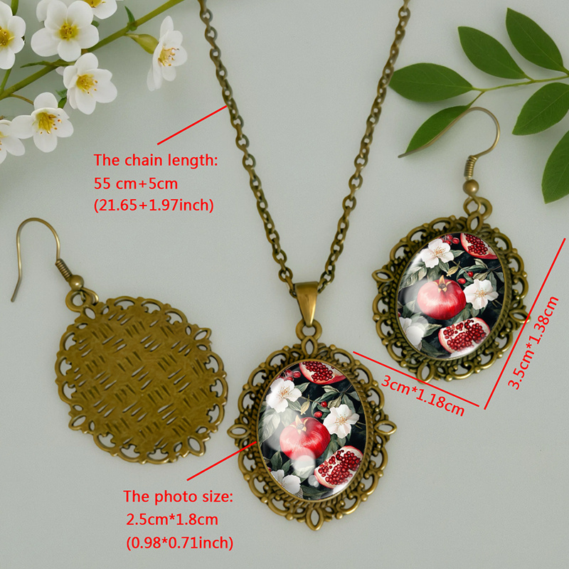 3pcs Pomegranate Branches Necklace & Earring Set