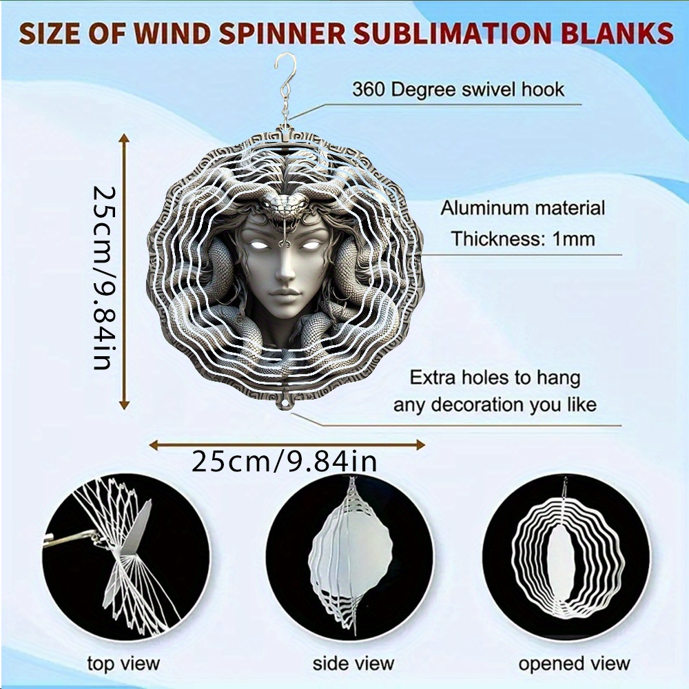 TEMU A Beautiful Medusa Wind Chime Made Of Metal, Featuring A 3d Rotating Design With A 360° Infinite Rotation Hook. It Serves As A Versatile