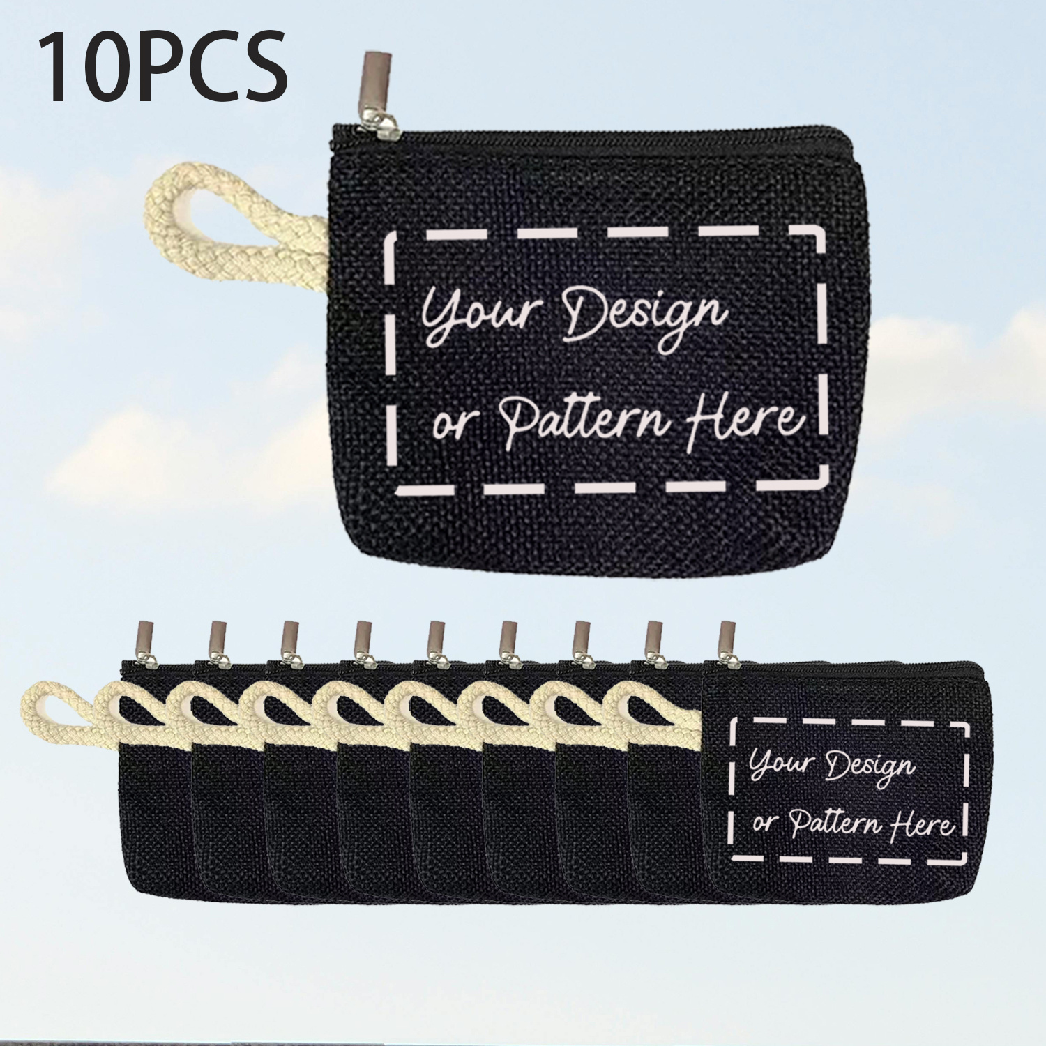 TEMU 10-Pack Dames Dagelijkse Casual Munttasjes, Aanpasbaar met Gepersonaliseerd Logo, Afbeelding, Naam en Telefoonnummer via Heetstempelen. Ideaal