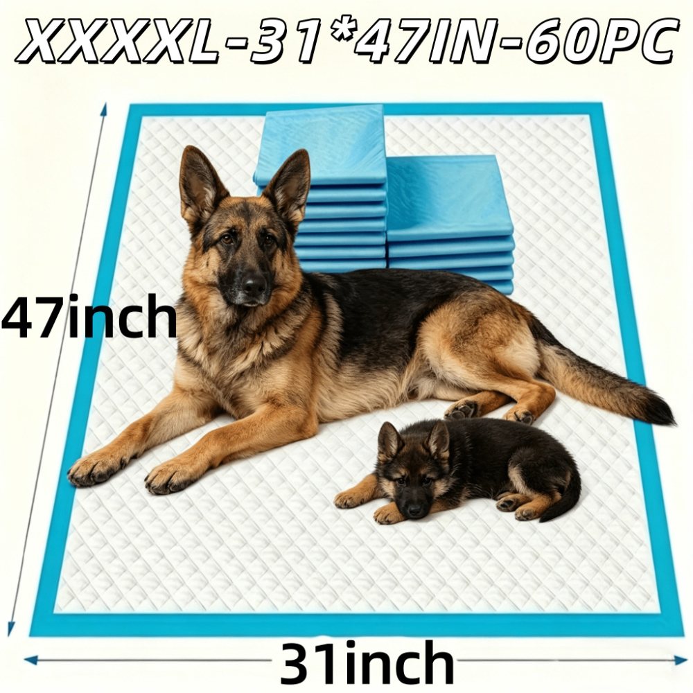 TEMU Xxxxl 6-layer Thickened Urine Pad (31*47in 60pcs), Super Absorbent, Large And Weighted Pet Urine Pad, Leakproof, Tear-resistant, Reduces Odor,