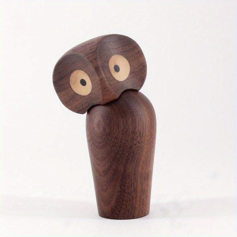 1pc Wood Owl Ornament Gift Decoration Accessories Decor Figurine Modern Miniature Figurines