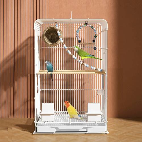 lightweight wrought iron birdcage with a removable tray ideal for keeping parrots at home or outdoors
