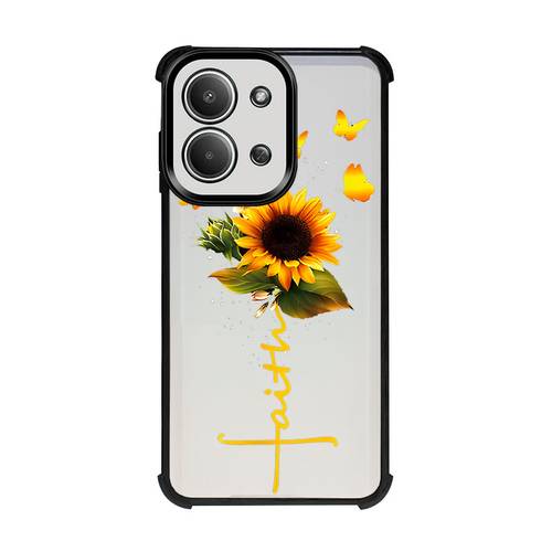 phone case sunflower floral shockproof design clear case black full coverage phone case suitable for redmi for redmi 15c protection cover