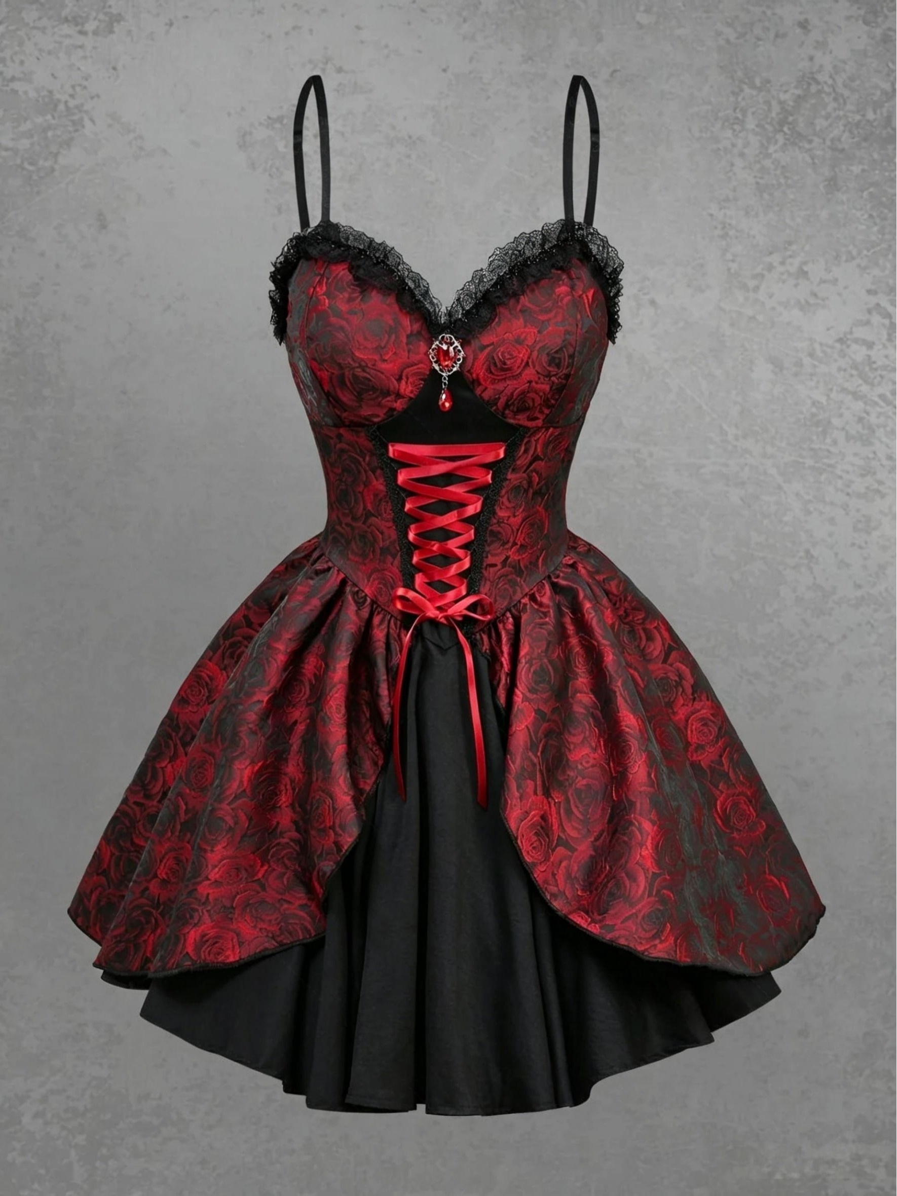 red dress with black mesh overlay sold on Temu United States best seller belt Size:BESPOKE backless dress halter Rinna