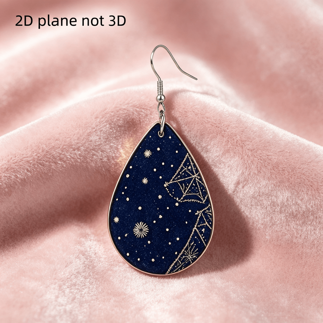 Dark Blue Starry Constellation Teardrop Earrings