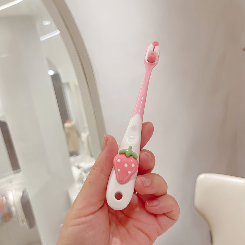 1 Cartoon Fruit Themed Toothbrush | Soft Microfiber Bristles, Gums, Handle, Ideal For Oral Care And Birthday Gifts