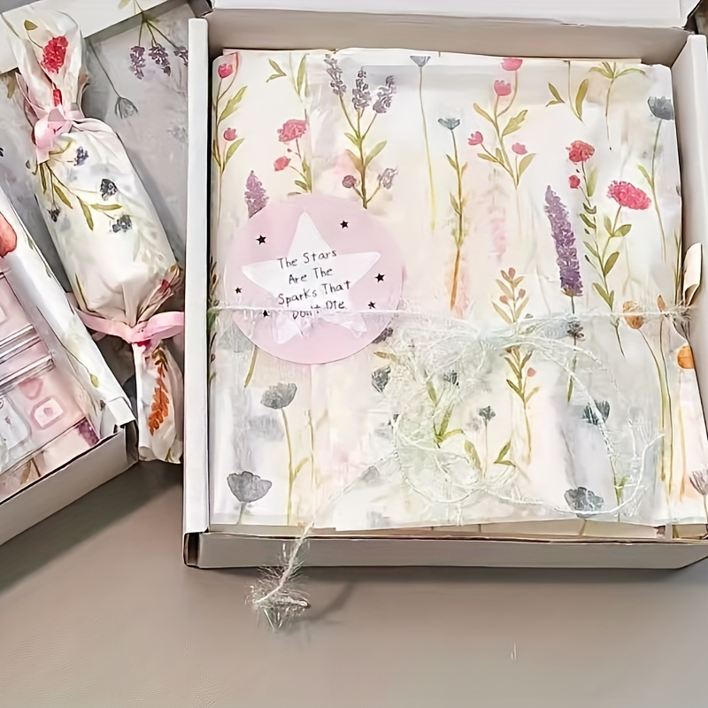 

20pcs Lavender Floral Wrapping Paper, 19.7" X 13.8" - Pastel Lavender & Pink With Accents, Gifts, Bouquets, Birthdays, Weddings & Party Decorations