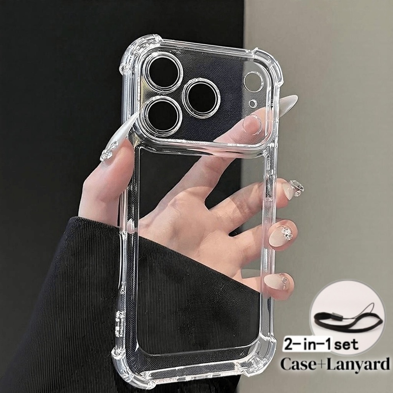 TEMU Phone Case: 2pcs (1 Phone Case   1 Lanyard) Luxury Shockproof Transparent Phone Case Suitable For Iphone Air Iphone 17 16 15 14 13 12 11 Pro
