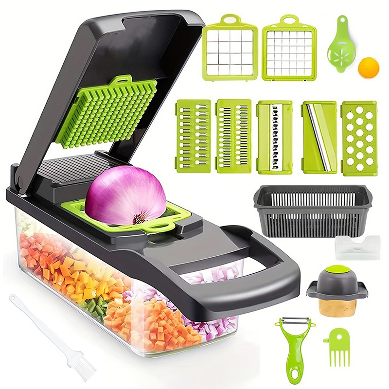 TEMU A 17-in-1 Vegetable Slicer - A Multi-functional Manual Food Slicer, Kitchen Vegetable Slicer With Container, Slicer For Onions, Carrots, And