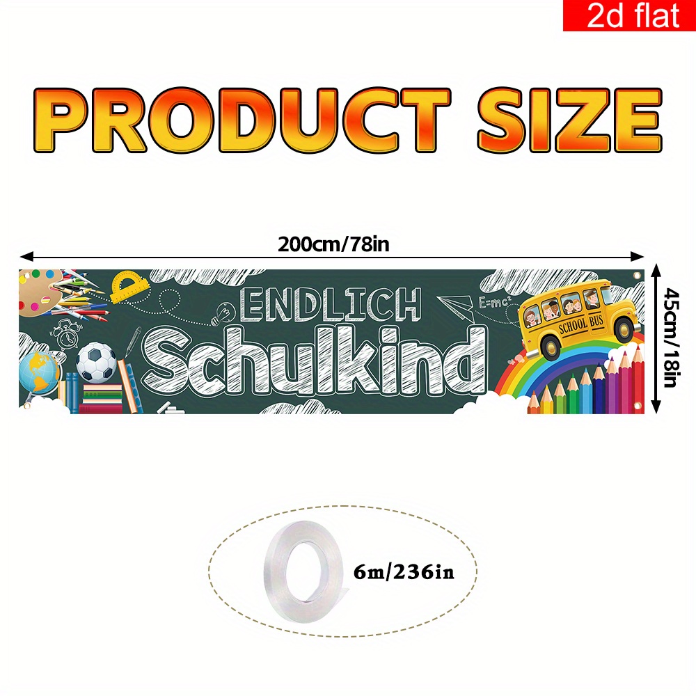 E-shop 2D Flat, 2D Flat - 2D Flat, 2D Flat - Ein 2D-Banner für die Schulanfangszeit , hergestellt aus Polyester, mit einem lustigen, gemusterten