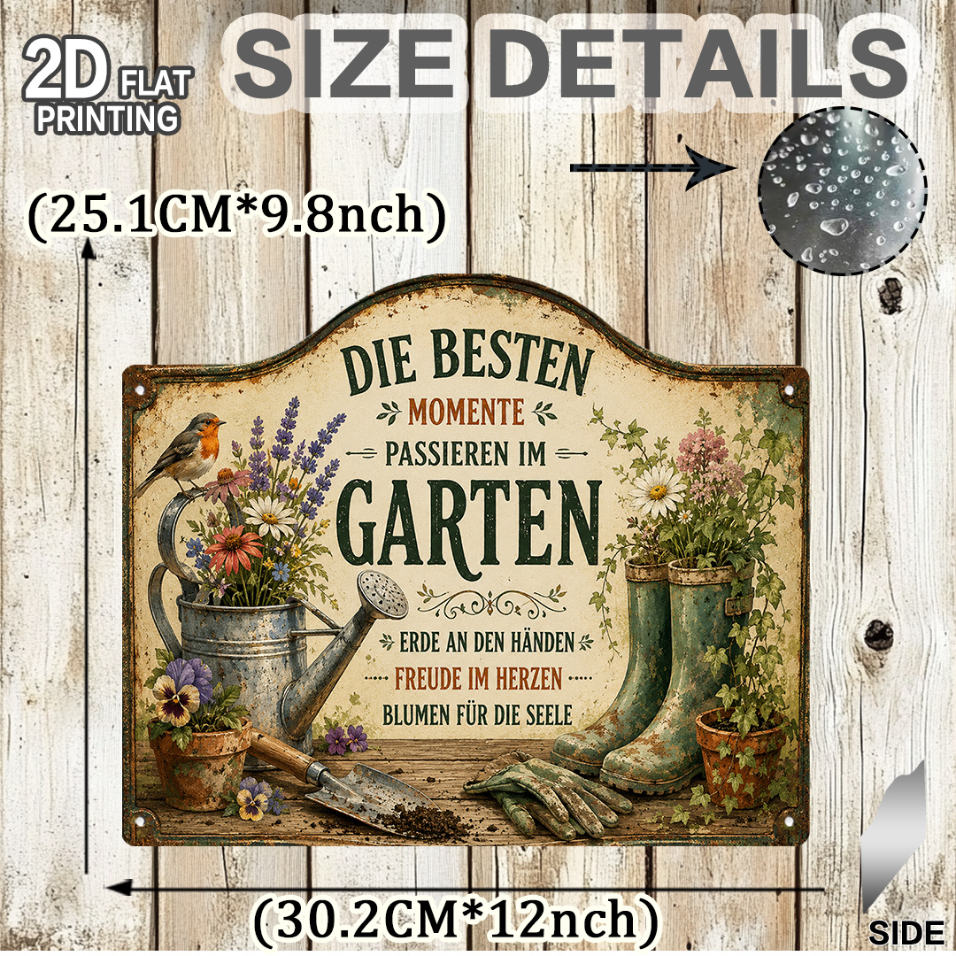 TEMU [2d Flat] 1pc, German Garden Theme Decorative Plaque (12x9.8inch), Outdoor Wall Decoration, Mother's Day Gifts, Gifts For Garden Enthusiasts,