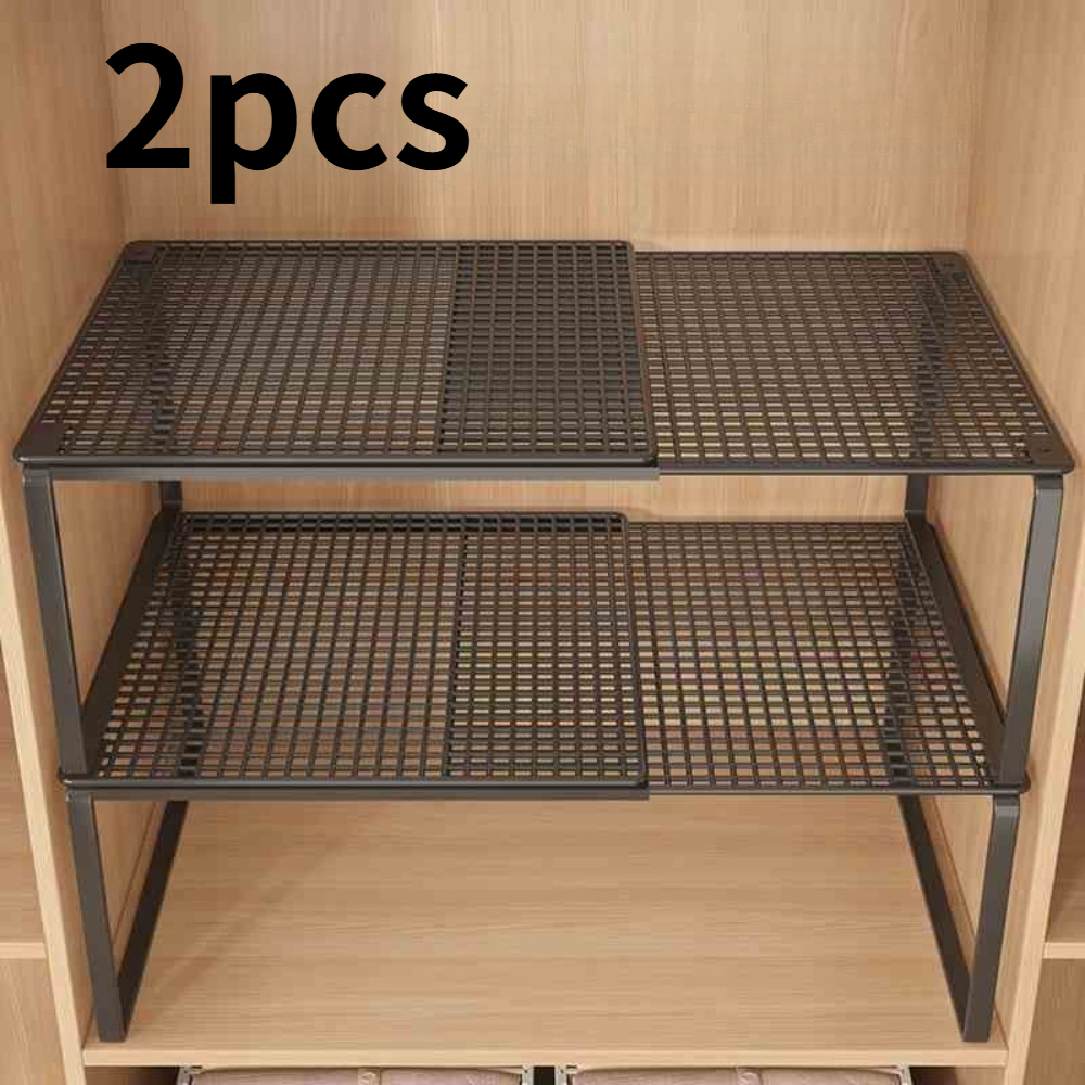 TEMU 2pcs/set, Multi-household Use Retractable Closet Organizer (gift 4pcs Screws And Nuts And 1pc Wrench) - 14.96-21.41 X 10.63inch Heavy-duty Metal