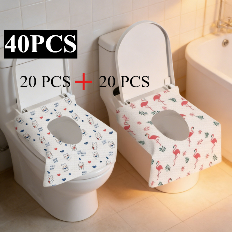 TEMU 40-count Disposable Toilet Seat Covers - Extended And Extra-large Size, Soft Material, Adhesive Design, Non-slip, Suitable For Potty Training,