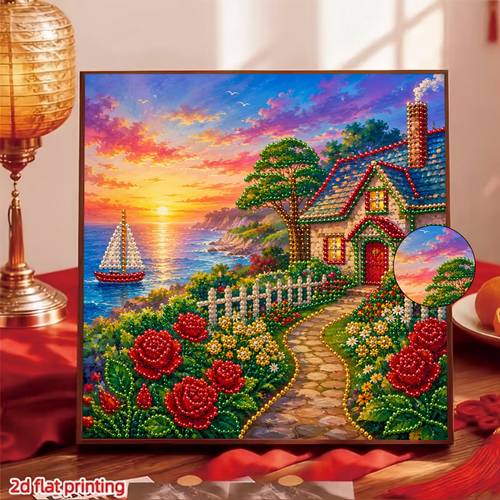 Artikelbild 1-teiliges diamant-malerei-set für erwachsene, landschaftsmotiv, runde diamanten, für -, weihnachts-, halloween- valentinstags-bastelarbeiten, diy-kunstdekorationen, ungerahmt, 2d flach, für anfänger, für - schlafzimmer, 2d flach