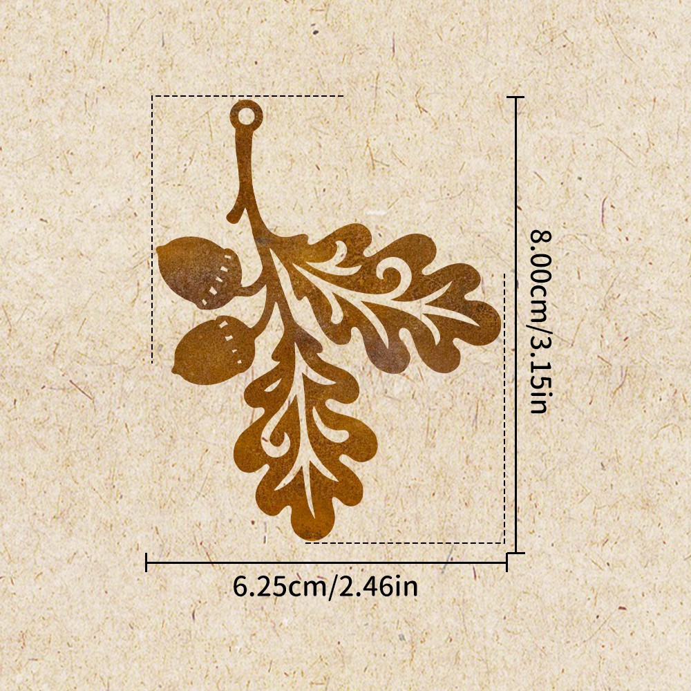 TEMU . Rostiger Metall Blatt Mesh Cutout Hängeornament, Vintage Herbst Erntedekoration, Hohle Blatt Silhouette Hängeetikett für Veranda Baum Fenster,