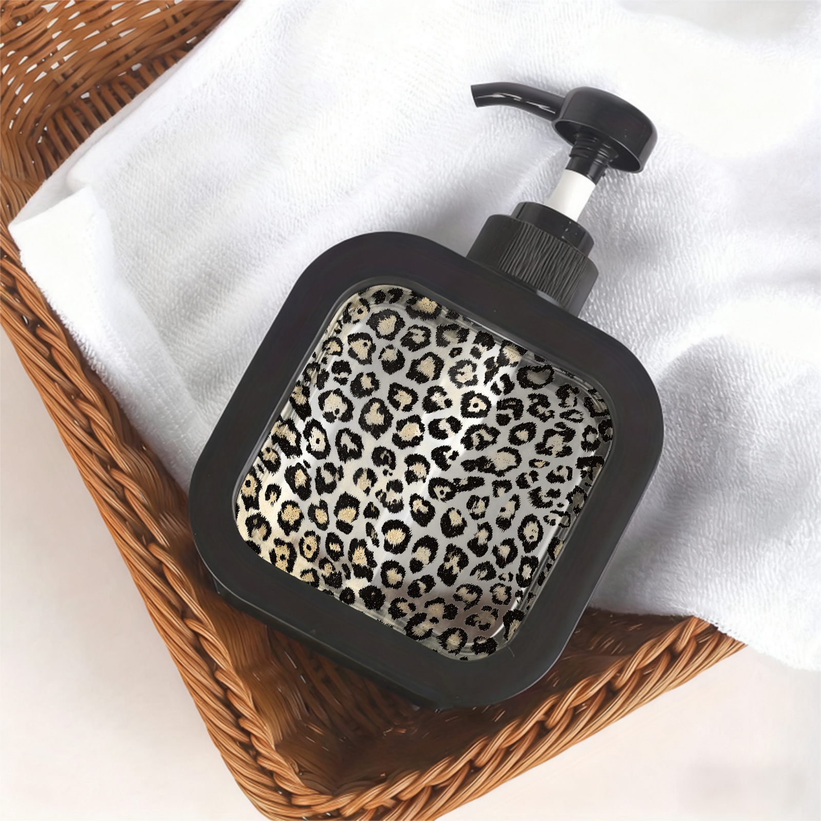 Leopard Print Pattern Moisturizing Soap Pump Bottle, Soap Dispenser For Kitchen And Bathroom, Repeating Spotted Animal Fur Texture Design, Ideal For Sink Decor And Hand/wash Dispensing