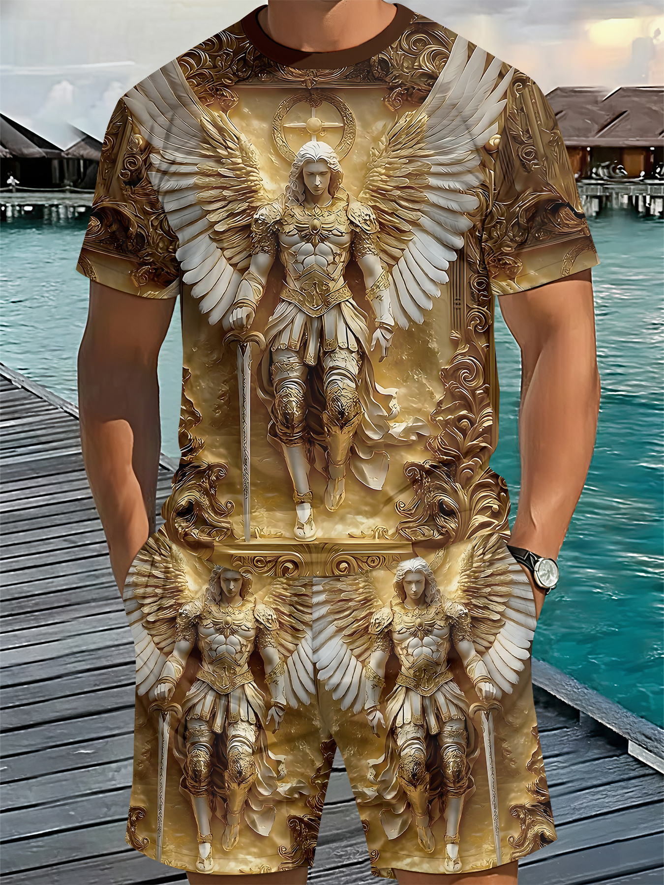 Men's Angel Warrior 3D Print Two Piece Set