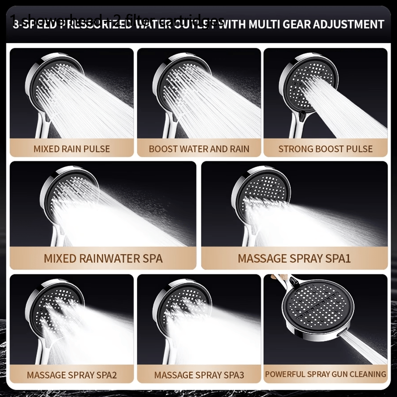 8-Speed Adjustable Water Flow Handheld Showerhead